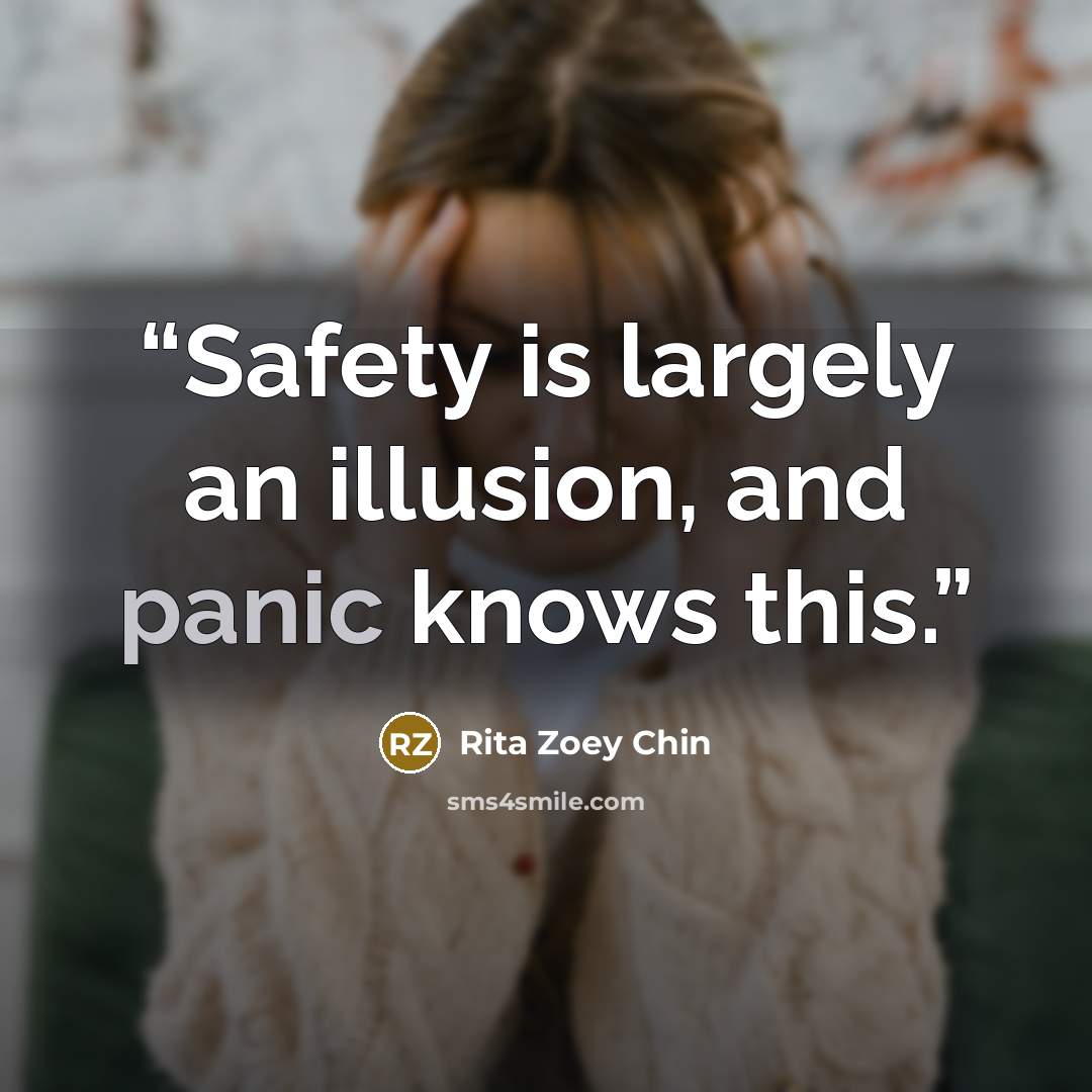 “Safety is largely an illusion, and panic knows this.” quote by Rita Zoey Chin