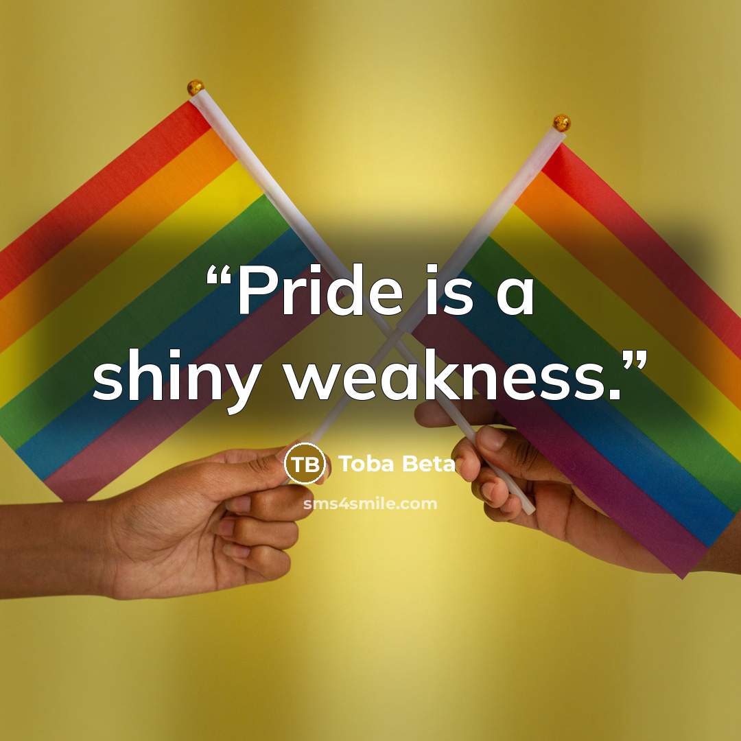 “Pride is a shiny weakness.” quote by Toba Beta