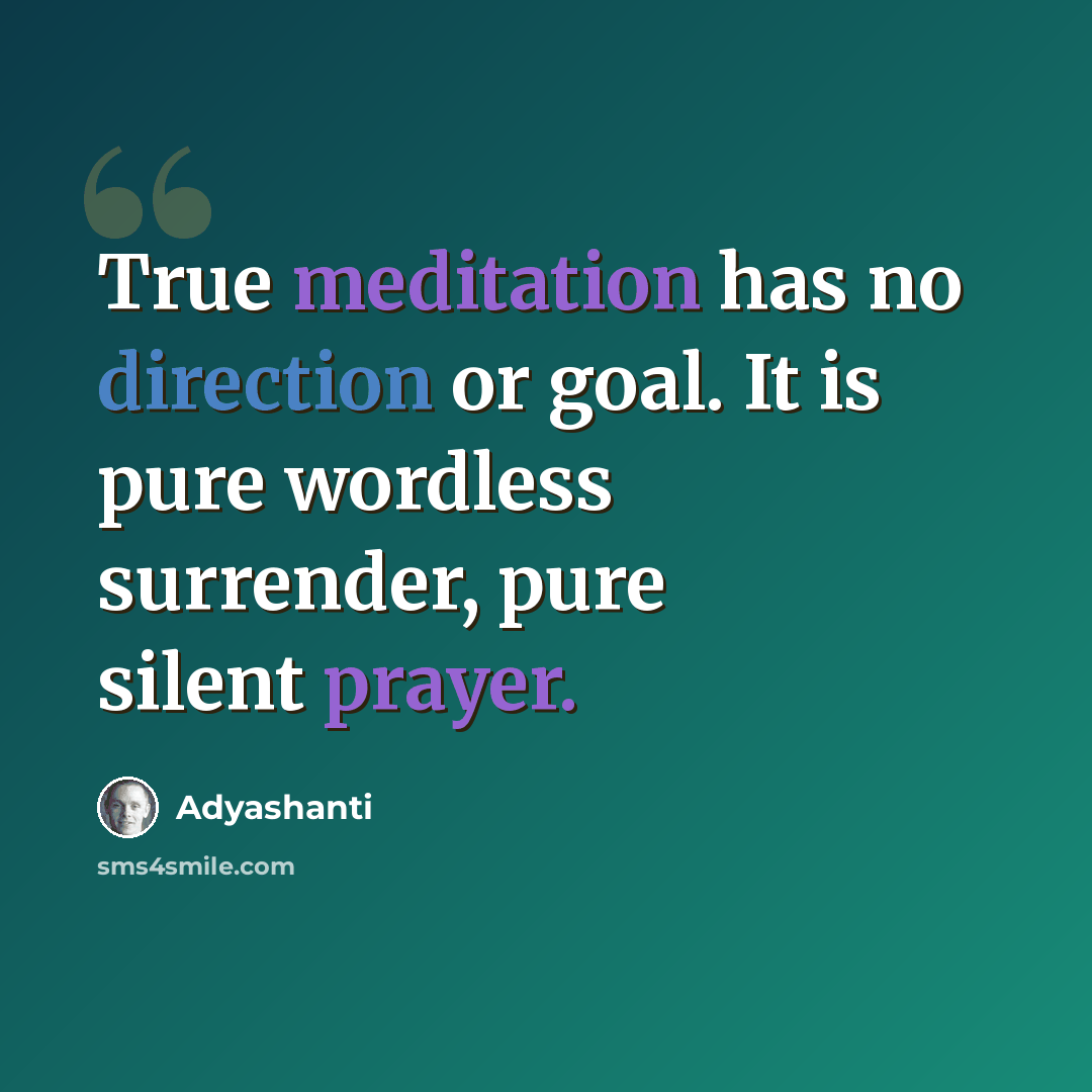 “True meditation has no direction or goal. It is pure wordless surrender, pure silent prayer.” quote by Adyashanti