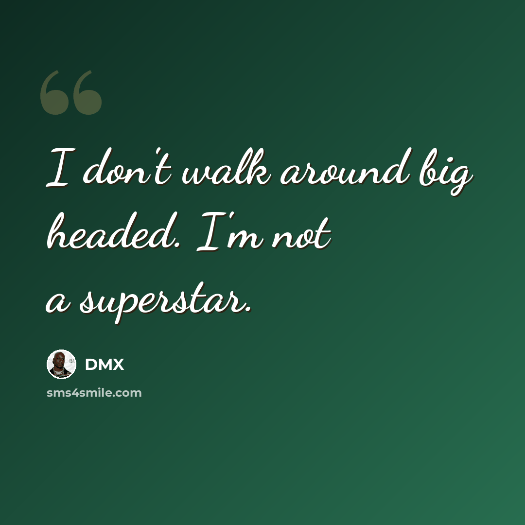 “I don't walk around big headed. I'm not a superstar.” quote by DMX