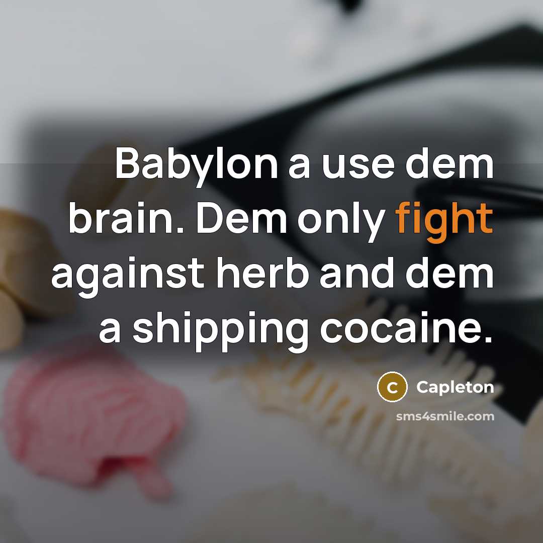 “Babylon a use dem brain. Dem only fight against herb and dem a shipping cocaine.” quote by Capleton