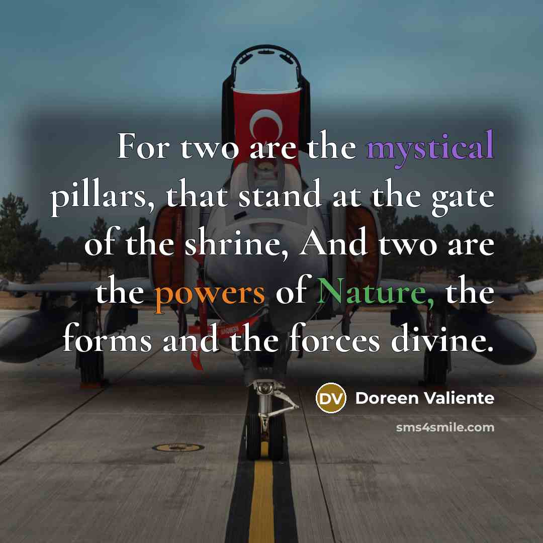 “For two are the mystical pillars, that stand at the gate of the shrine, And two are the powers of Nature, the forms and the forces divine.” quote by Doreen Valiente