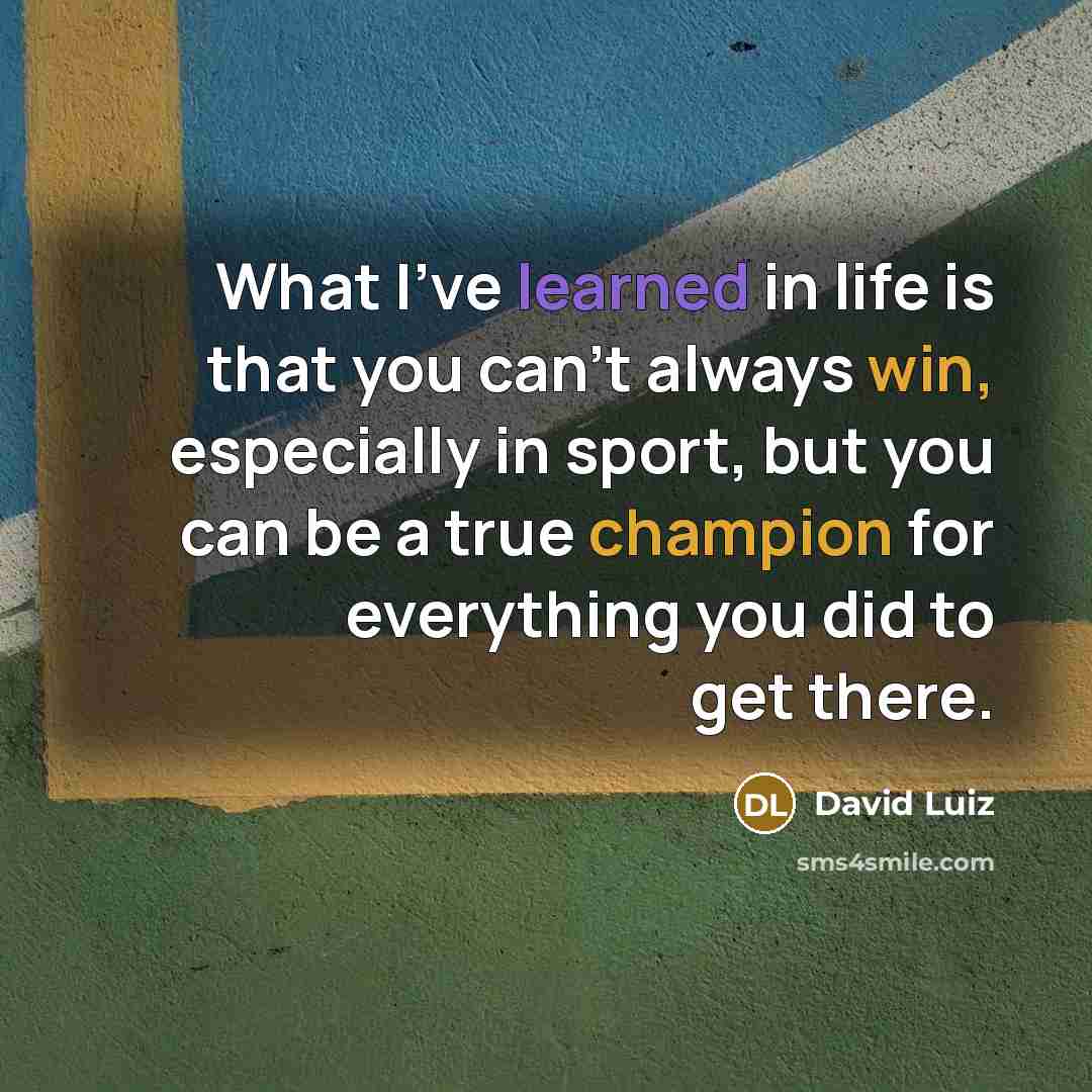 “What I've learned in life is that you can't always win, especially in sport, but you can be a true champion for everything you did to get there.” quote by David Luiz
