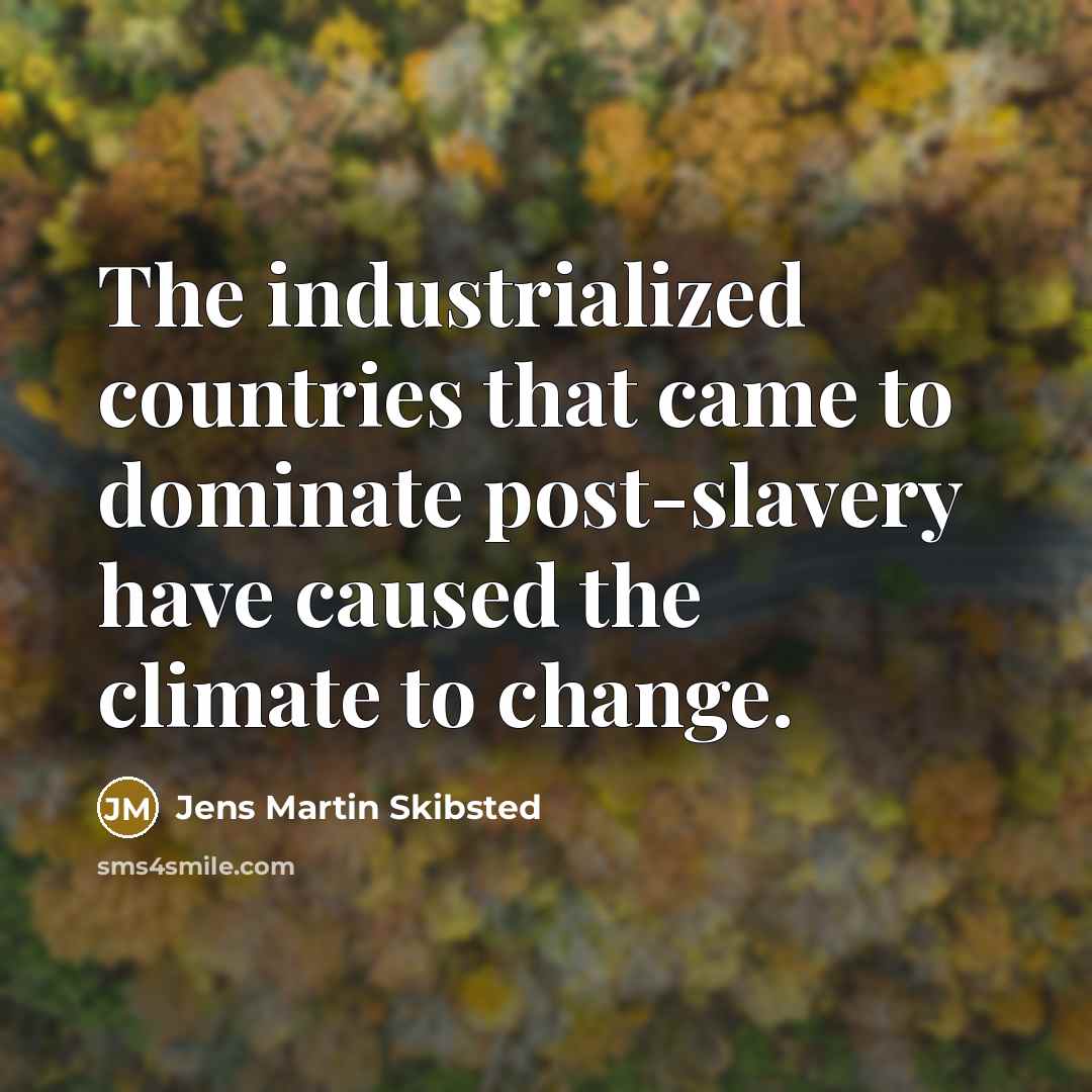 “The industrialized countries that came to dominate post-slavery have caused the climate to change.” quote by Jens Martin Skibsted