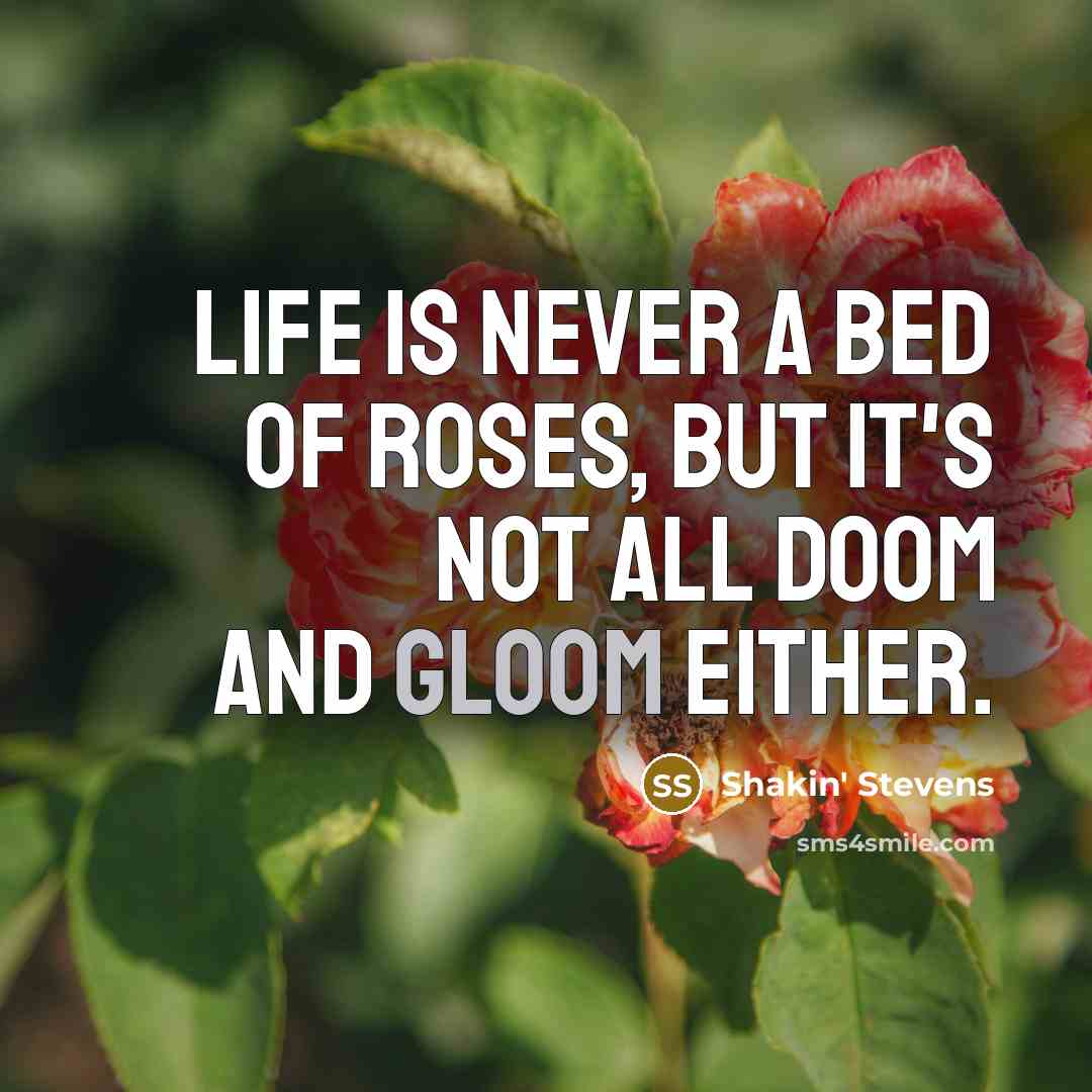 “Life is never a bed of roses, but it's not all doom and gloom either.” quote by Shakin' Stevens