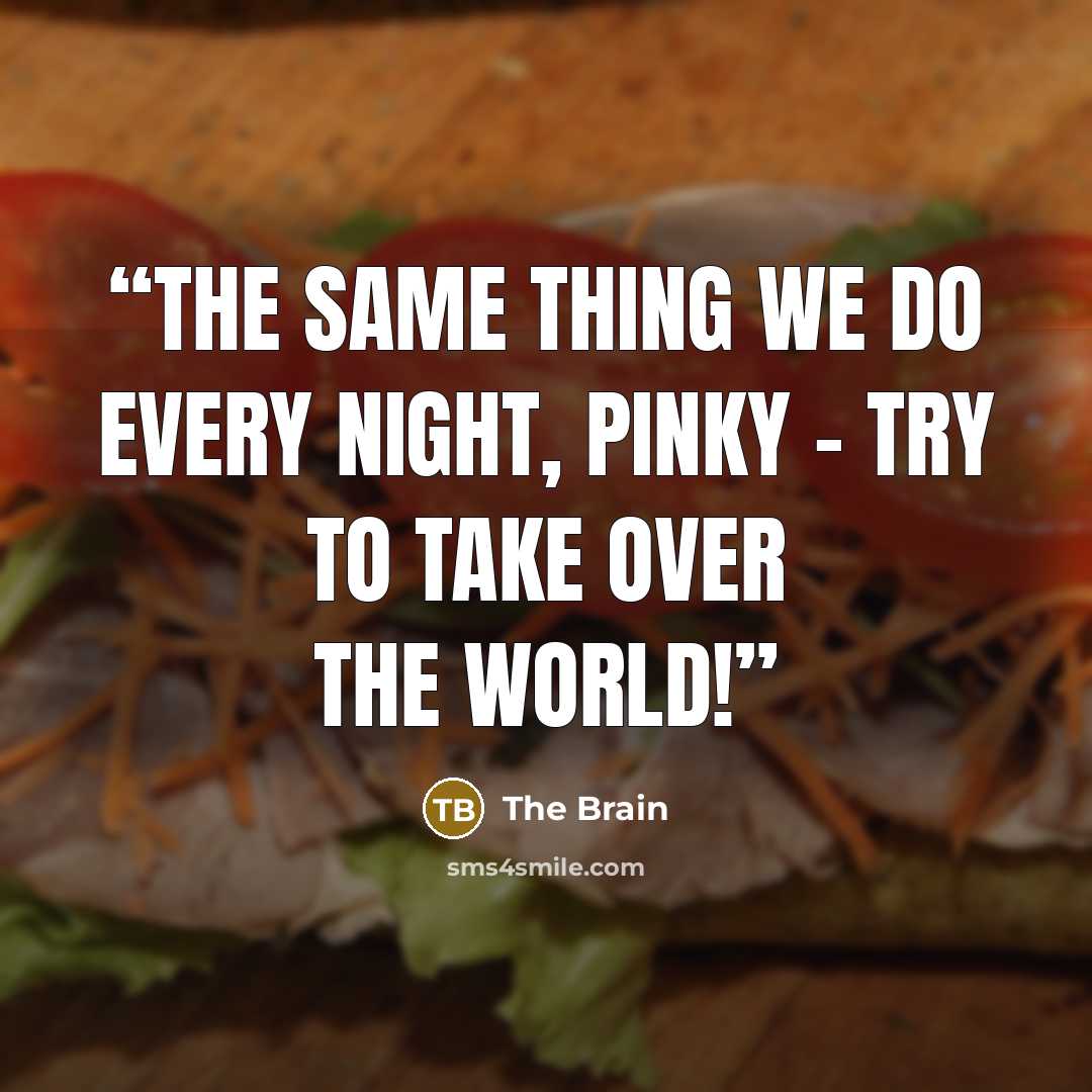 “The same thing we do every night, Pinky - try to take over the world!” quote by The Brain
