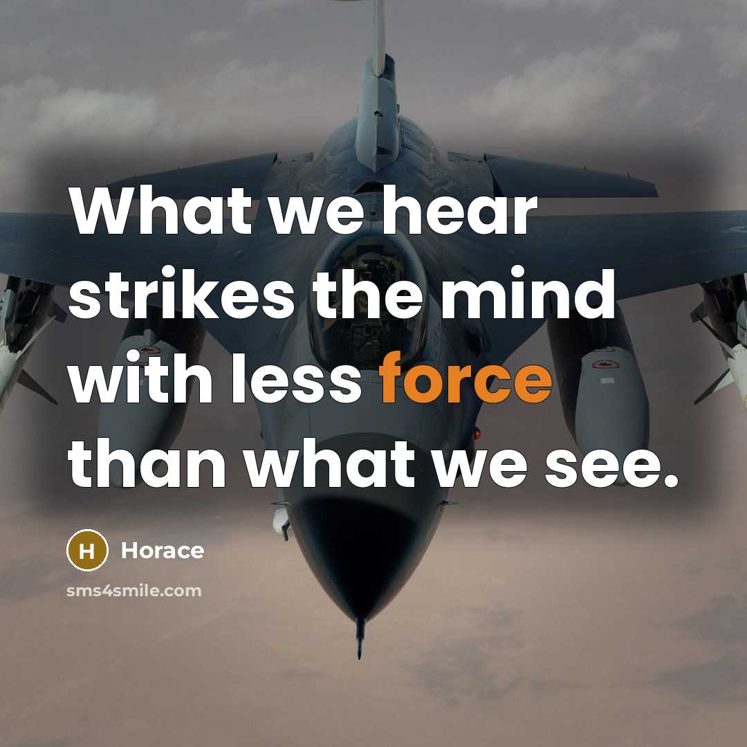 “What we hear strikes the mind with less force than what we see.” quote by Horace