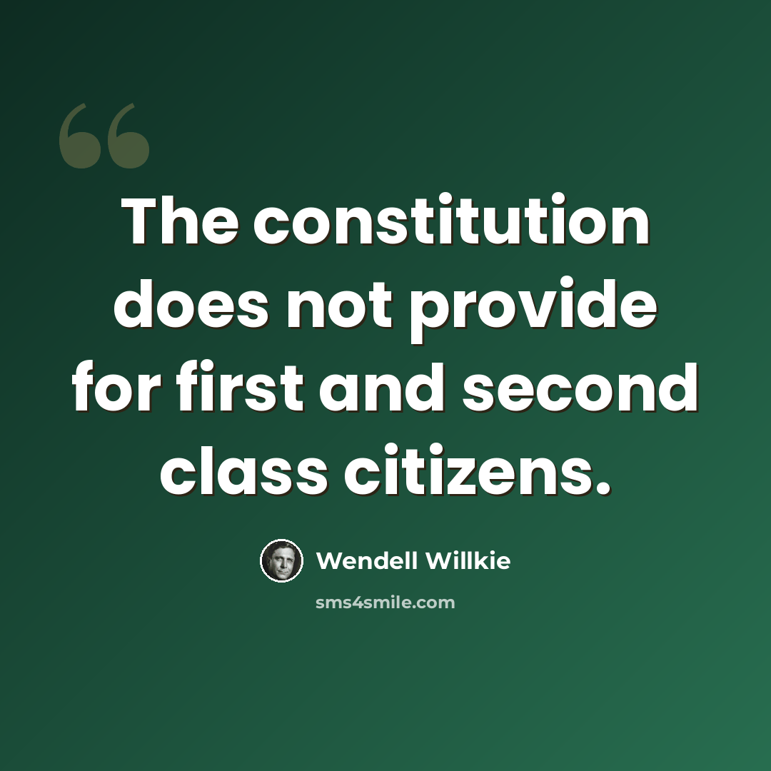 “The constitution does not provide for first and second class citizens.” quote by Wendell Willkie