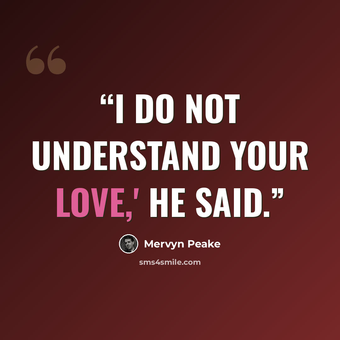 “I do not understand your love,' he said.” quote by Mervyn Peake