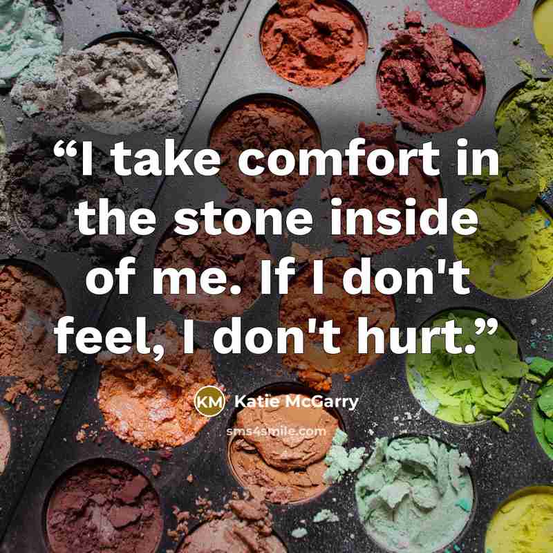 “I take comfort in the stone inside of me. If I don't feel, I don't hurt.” quote by Katie McGarry