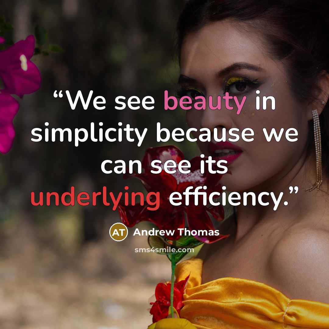 “We see beauty in simplicity because we can see its underlying efficiency.” quote by Andrew Thomas