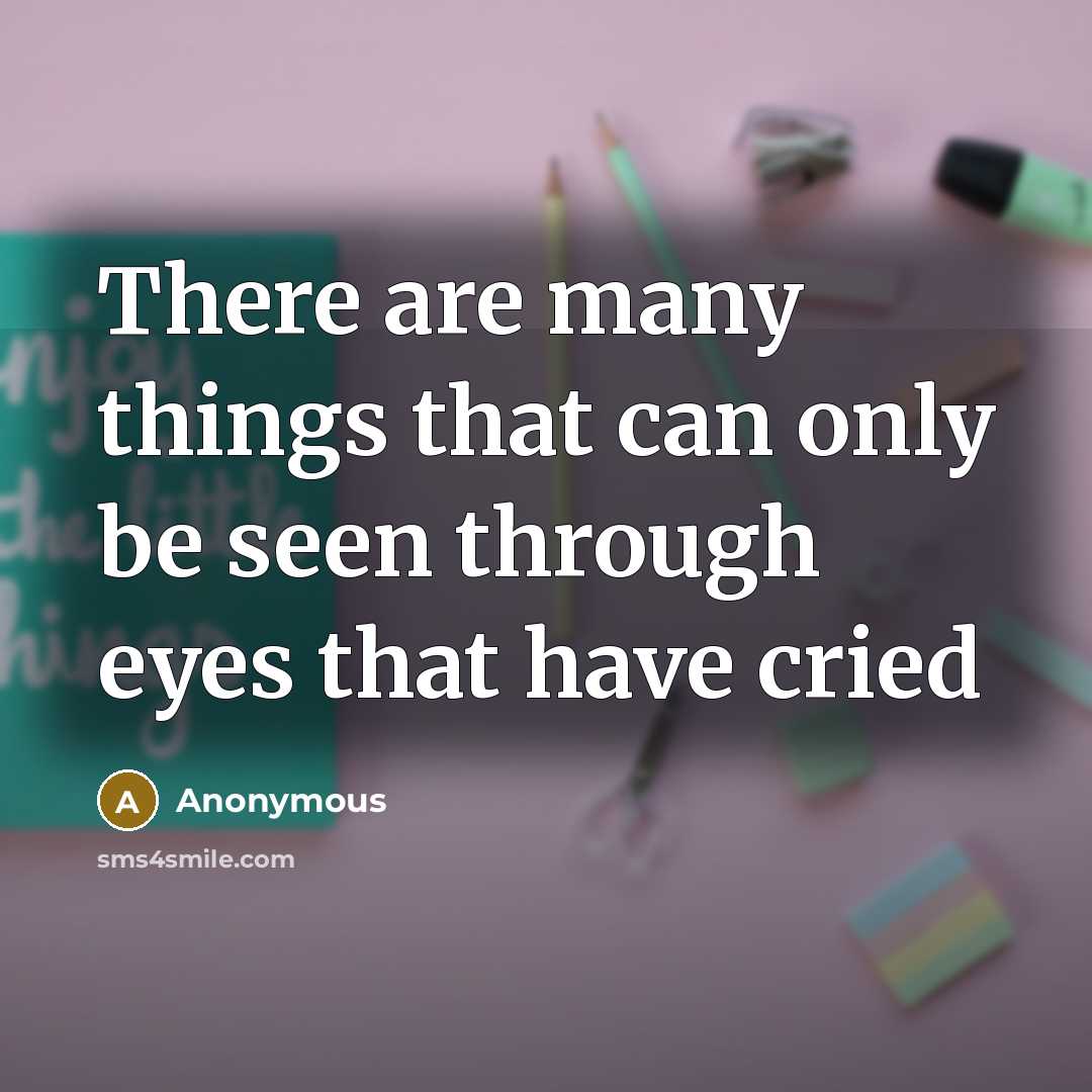 “There are many things that can only be seen through eyes that have cried” quote by Anonymous