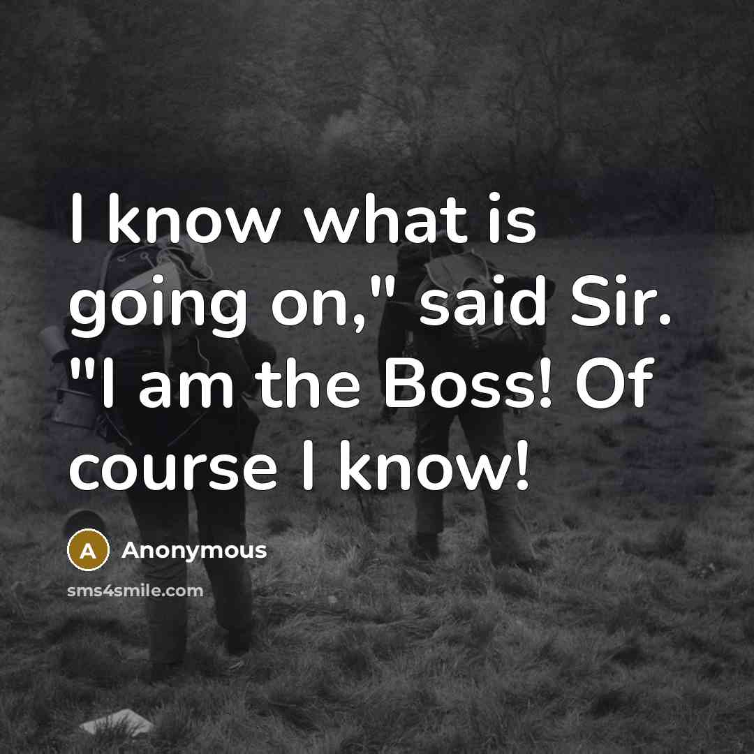 “I know what is going on," said Sir. "I am the Boss! Of course I know!” quote by Anonymous