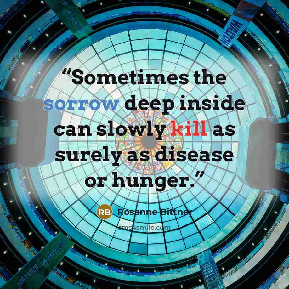 “Sometimes the sorrow deep inside can slowly kill as surely as disease or hunger.” quote by Rosanne Bittner