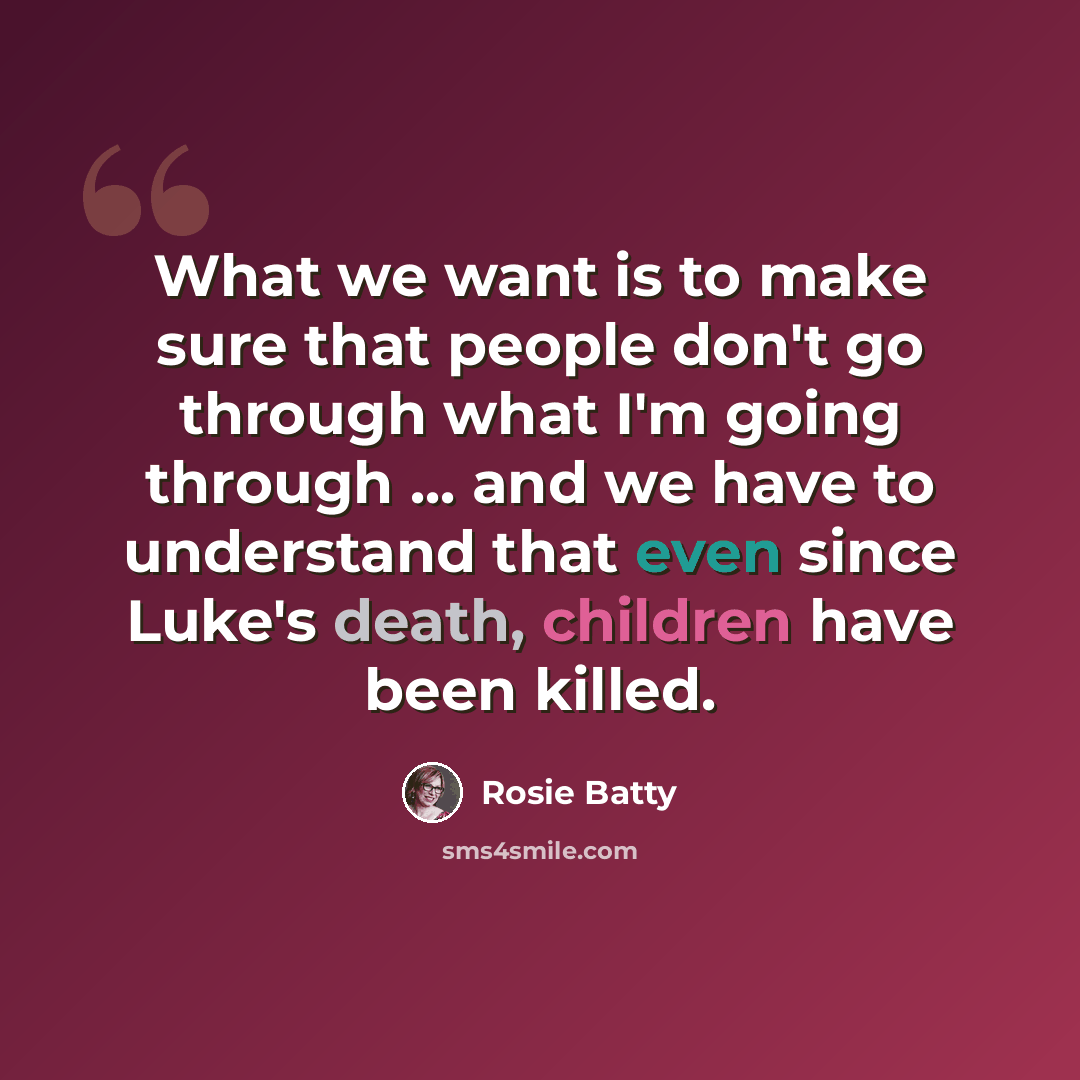 “What we want is to make sure that people don't go through what I'm going through ... and we have to understand that even since Luke's death, children have been killed.” quote by Rosie Batty