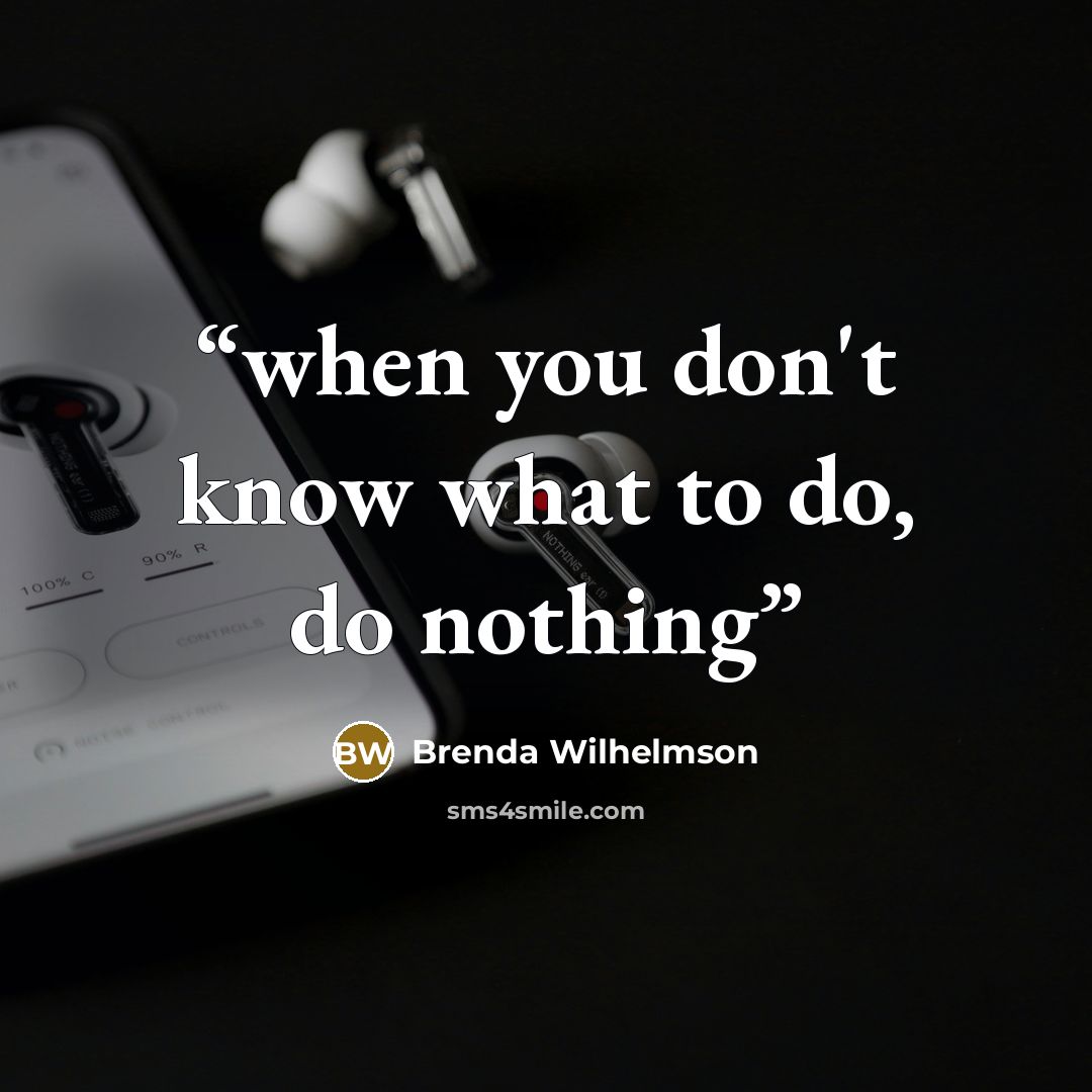 “when you don't know what to do, do nothing” quote by Brenda Wilhelmson