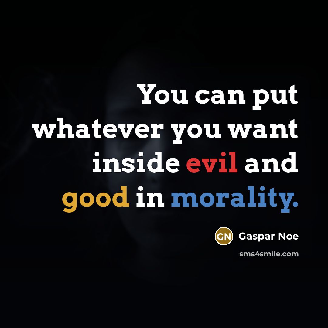 “You can put whatever you want inside evil and good in morality.” quote by Gaspar Noe