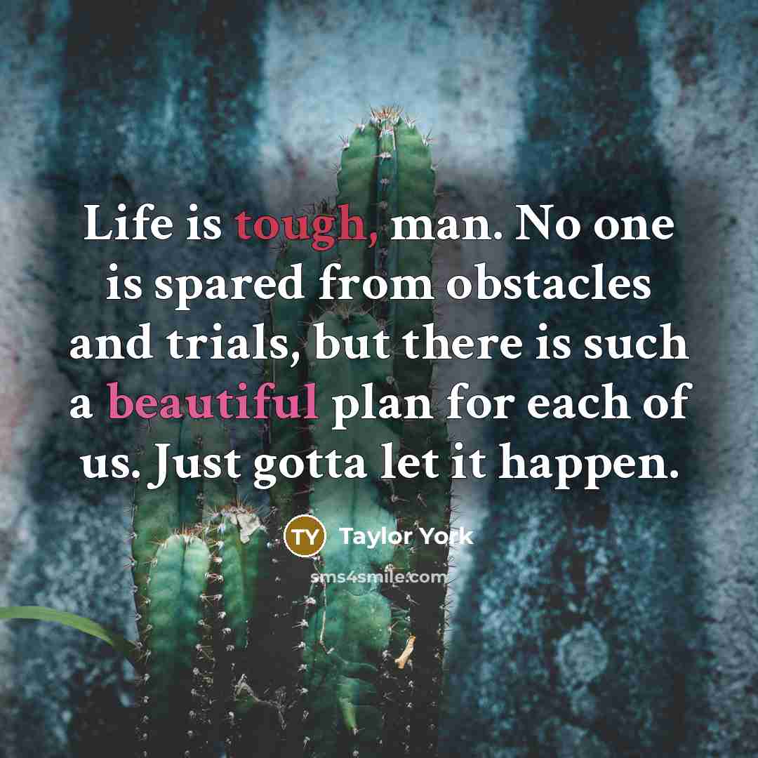 “Life is tough, man. No one is spared from obstacles and trials, but there is such a beautiful plan for each of us. Just gotta let it happen.” quote by Taylor York