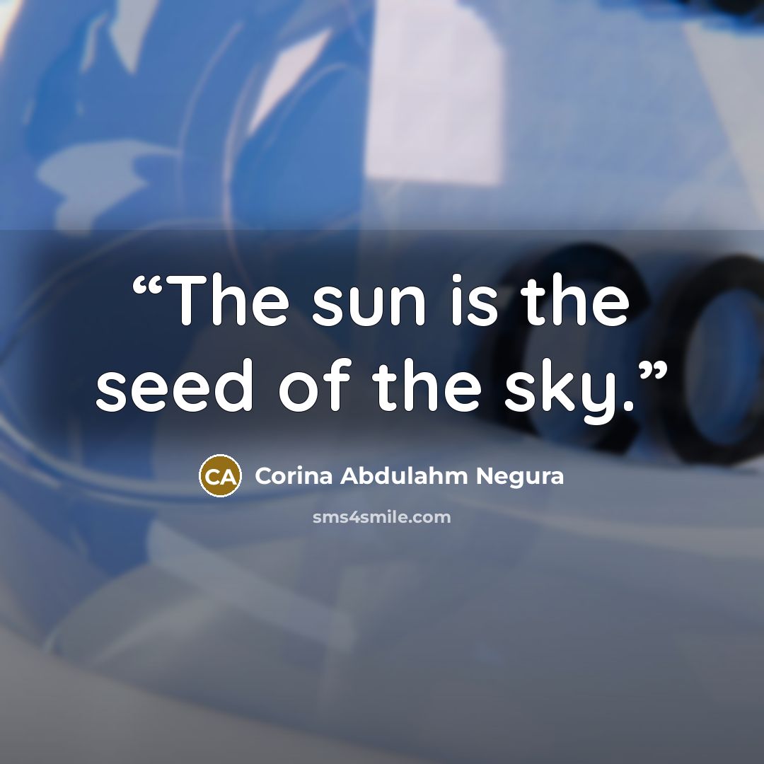 “The sun is the seed of the sky.” quote by Corina Abdulahm Negura
