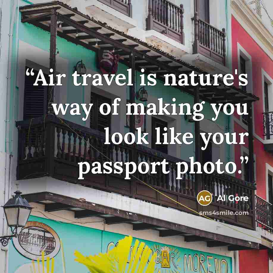 “Air travel is nature's way of making you look like your passport photo.” quote by Al Gore
