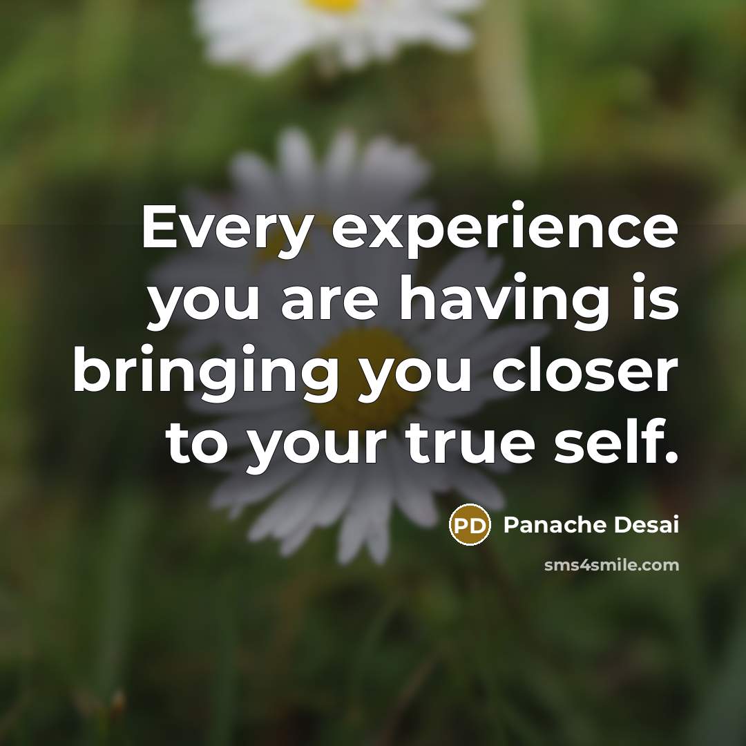 “Every experience you are having is bringing you closer to your true self.” quote by Panache Desai