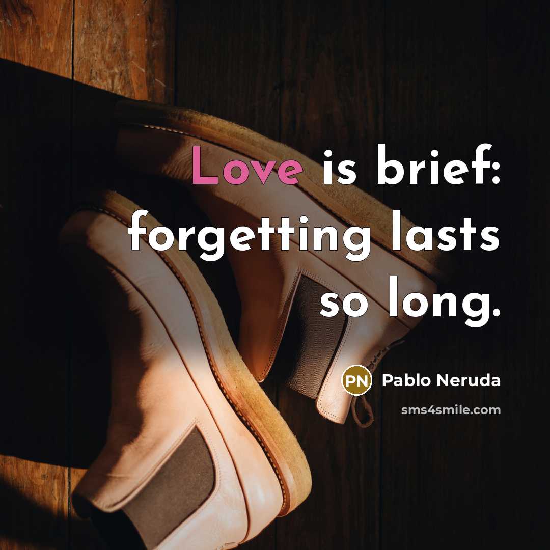 “Love is brief: forgetting lasts so long.” quote by Pablo Neruda
