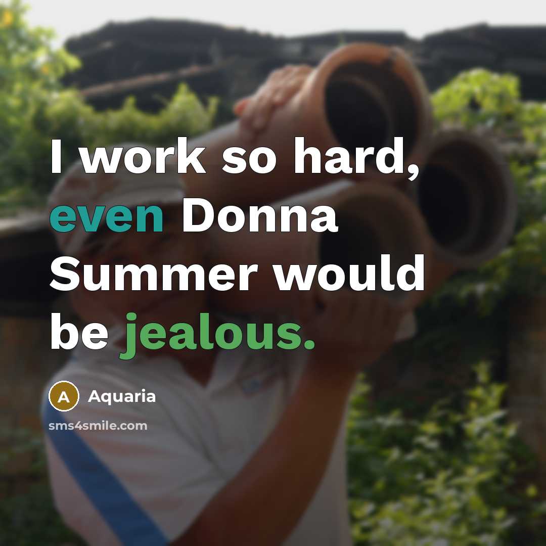 “I work so hard, even Donna Summer would be jealous.” quote by Aquaria