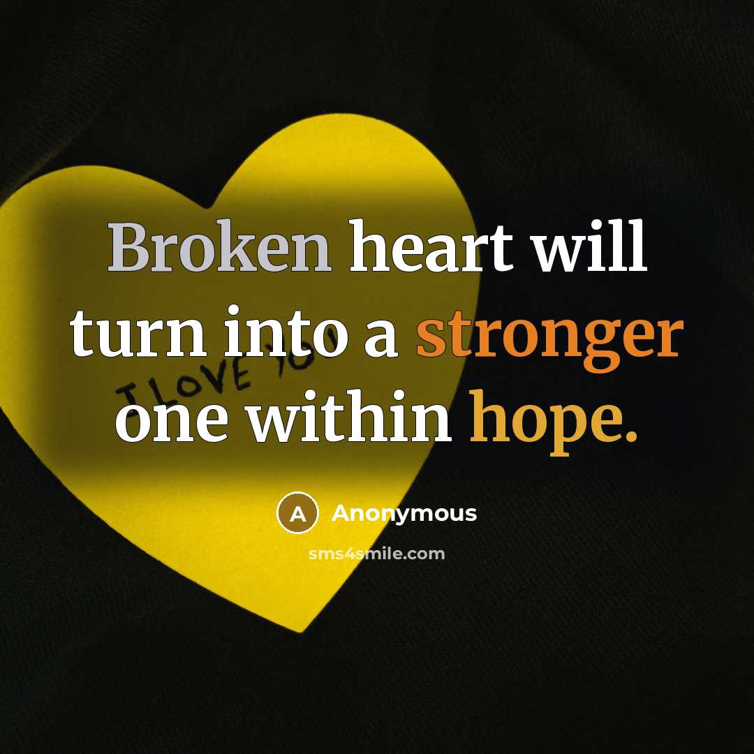 “Broken heart will turn into a stronger one within hope.” quote by Anonymous