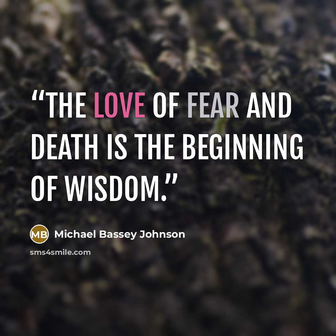 “The love of fear and death is the beginning of wisdom.” quote by Michael Bassey Johnson