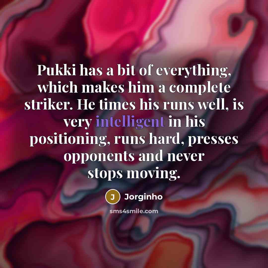 “Pukki has a bit of everything, which makes him a complete striker. He times his runs well, is very intelligent in his positioning, runs hard, presses opponents and never stops moving.” quote by Jorginho
