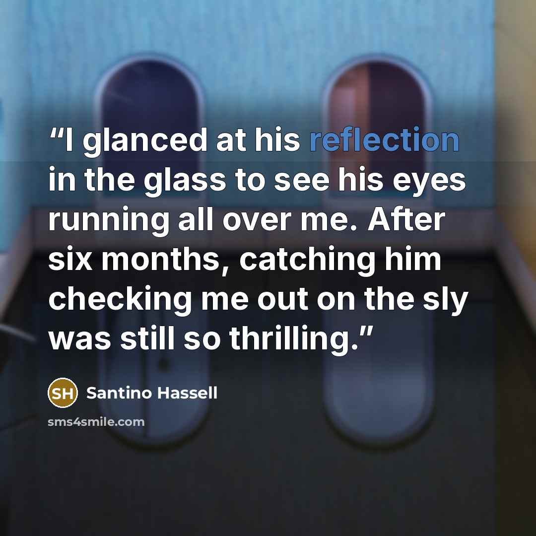 “I glanced at his reflection in the glass to see his eyes running all over me. After six months, catching him checking me out on the sly was still so thrilling.” quote by Santino Hassell