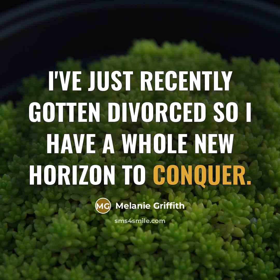 “I've just recently gotten divorced so I have a whole new horizon to conquer.” quote by Melanie Griffith