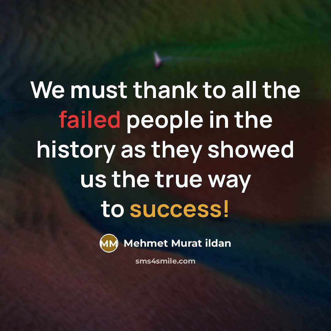 “We must thank to all the failed people in the history as they showed us the true way to success!” quote by Mehmet Murat Ildan