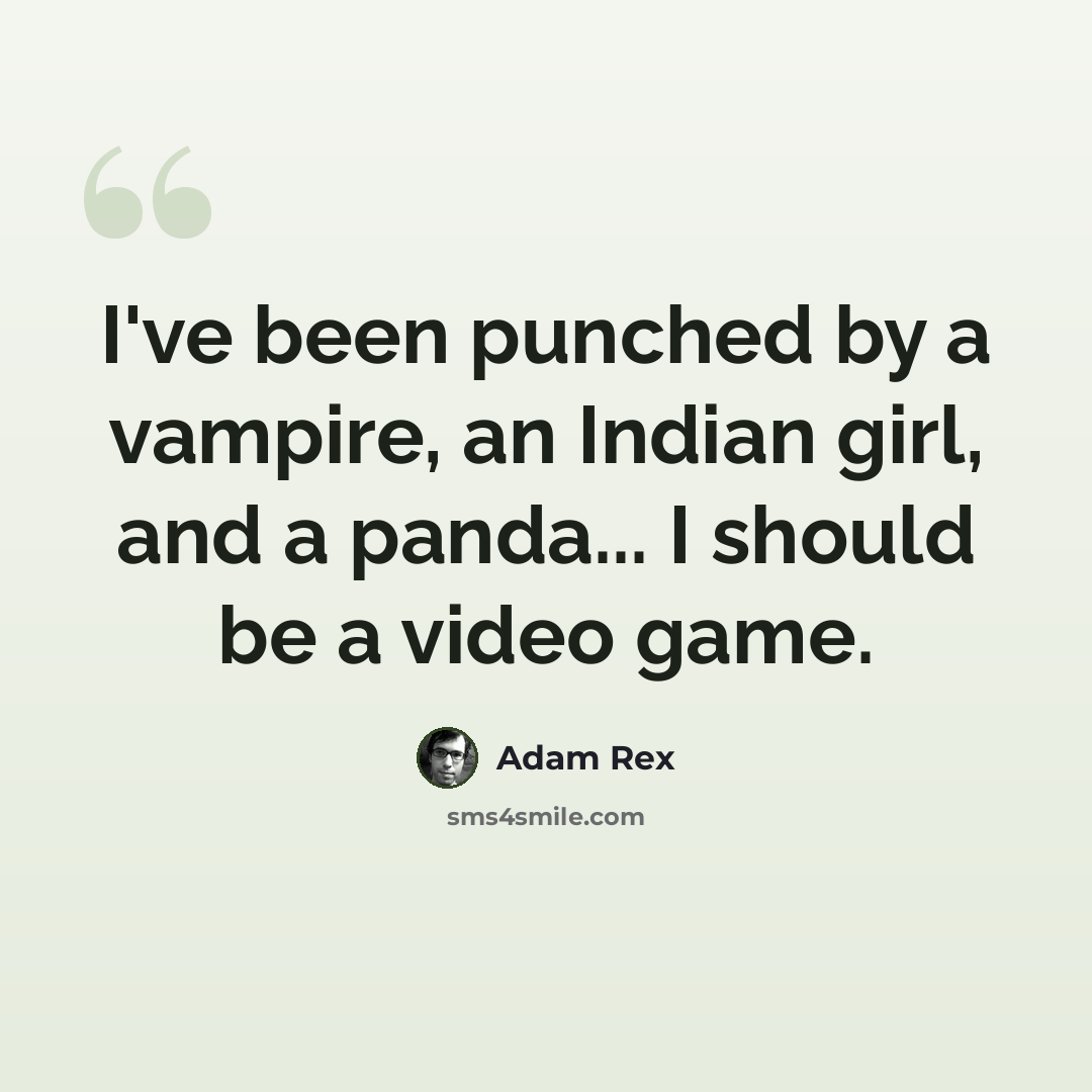 “I've been punched by a vampire, an Indian girl, and a panda... I should be a video game.” quote by Adam Rex