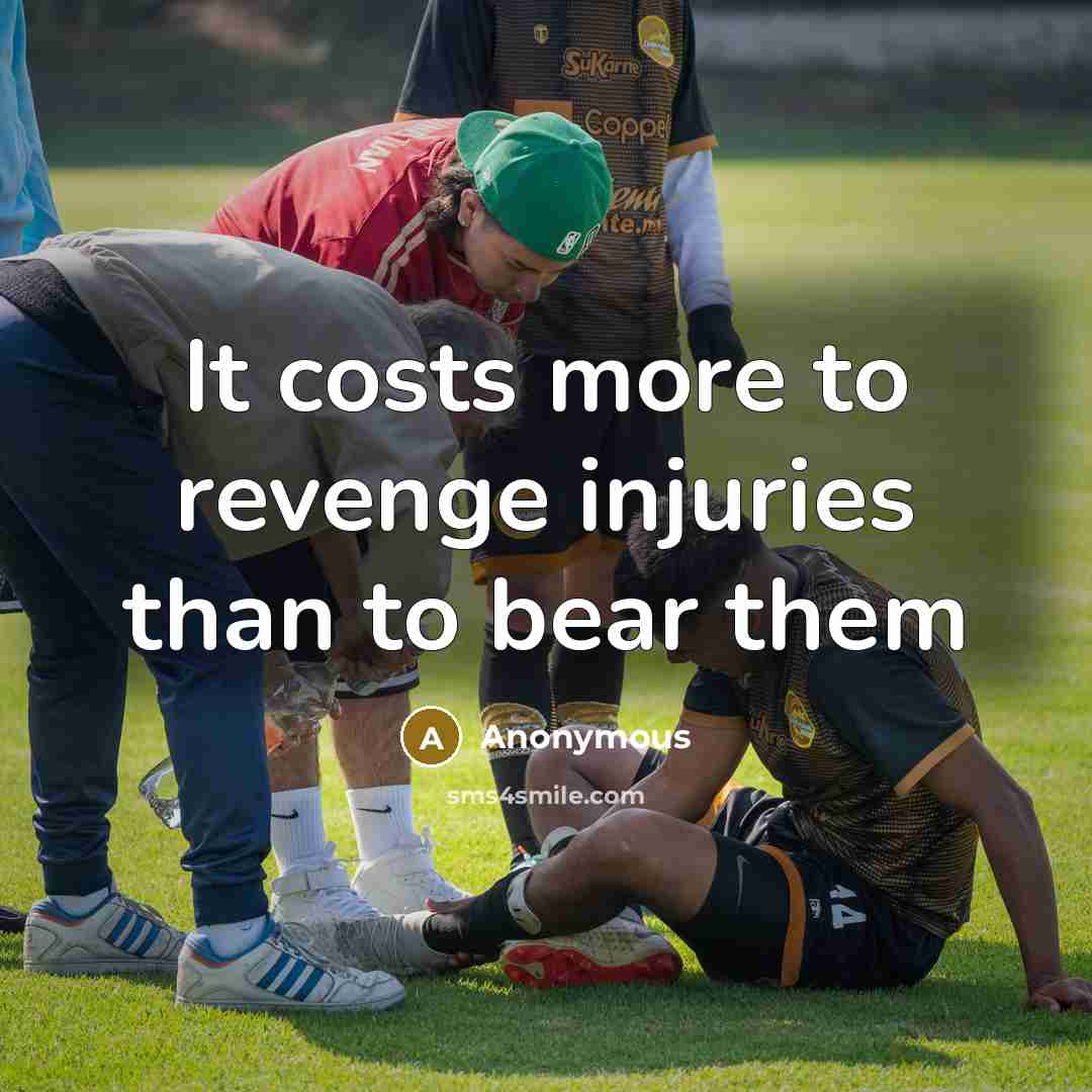 “It costs more to revenge injuries than to bear them” quote by Anonymous