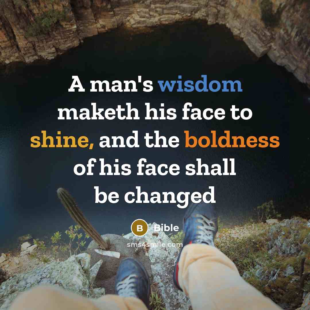 “A man's wisdom maketh his face to shine, and the boldness of his face shall be changed” quote by Bible