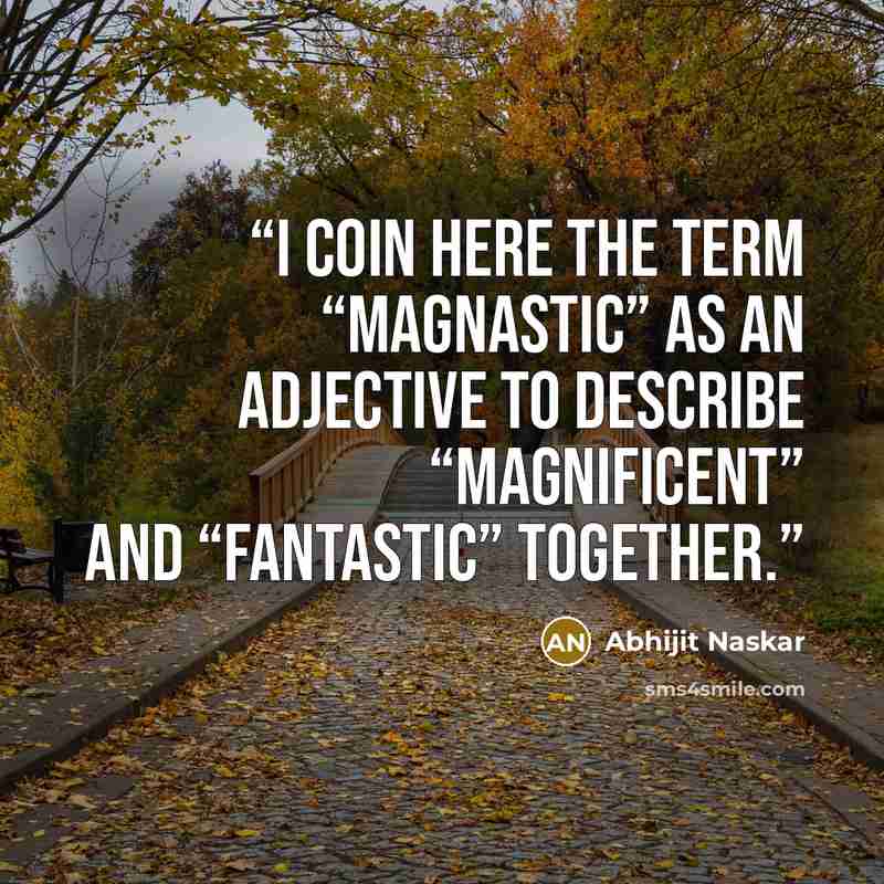 “I coin here the term “magnastic” as an adjective to describe “magnificent” and “fantastic” together.” quote by Abhijit Naskar