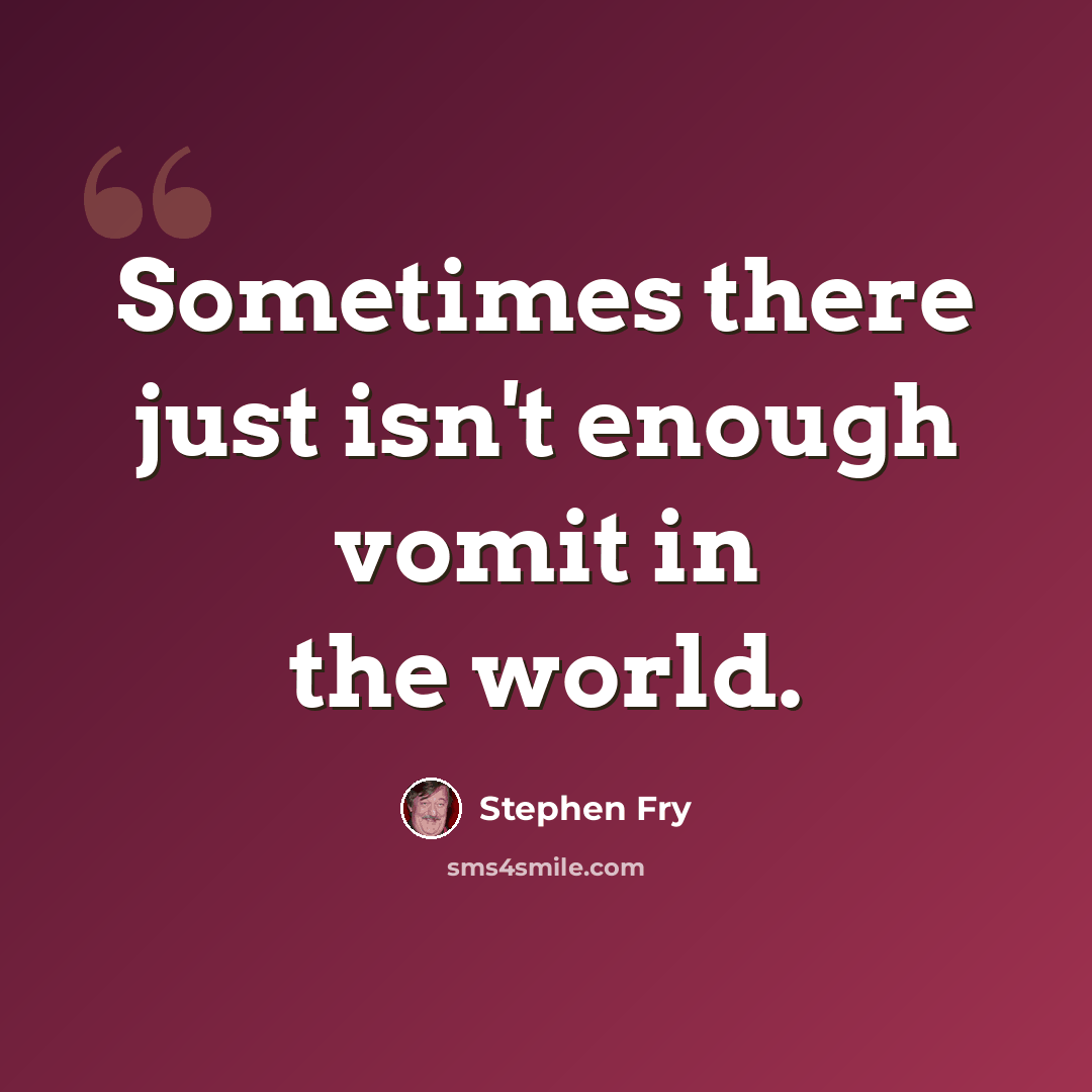 “Sometimes there just isn't enough vomit in the world.” quote by Stephen Fry