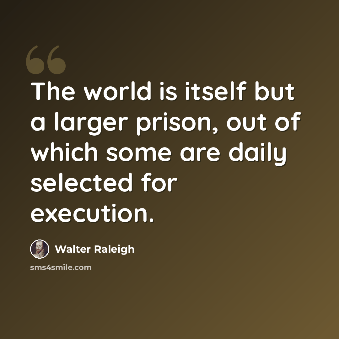 “The world is itself but a larger prison, out of which some are daily selected for execution.” quote by Walter Raleigh