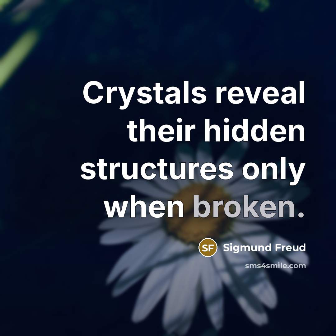 “Crystals reveal their hidden structures only when broken.” quote by Sigmund Freud