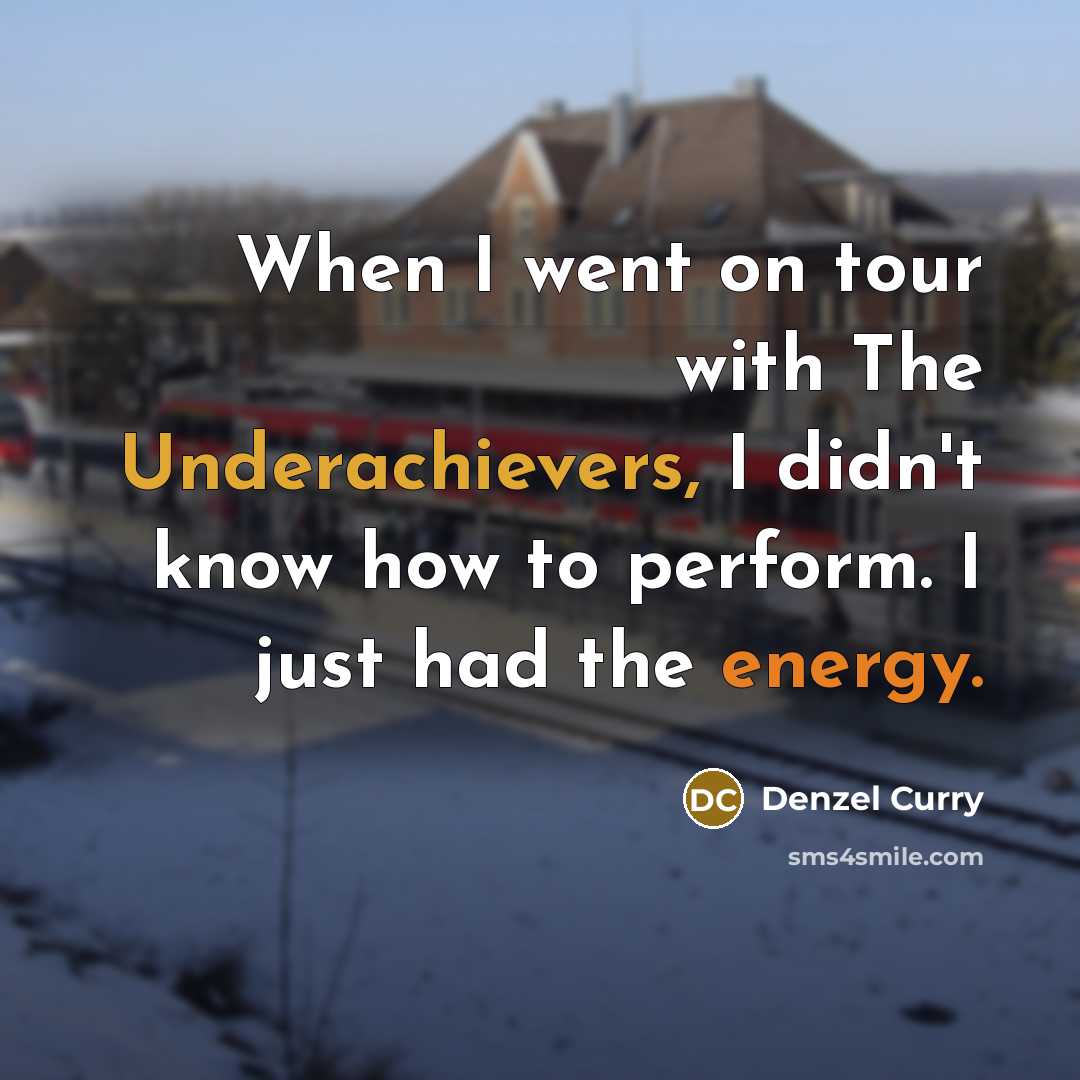 “When I went on tour with The Underachievers, I didn't know how to perform. I just had the energy.” quote by Denzel Curry