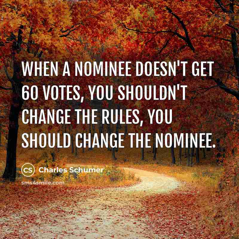“When a nominee doesn't get 60 votes, you shouldn't change the rules, you should change the nominee.” quote by Charles Schumer