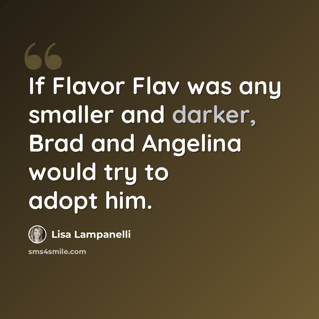 “If Flavor Flav was any smaller and darker, Brad and Angelina would try to adopt him.” quote by Lisa Lampanelli