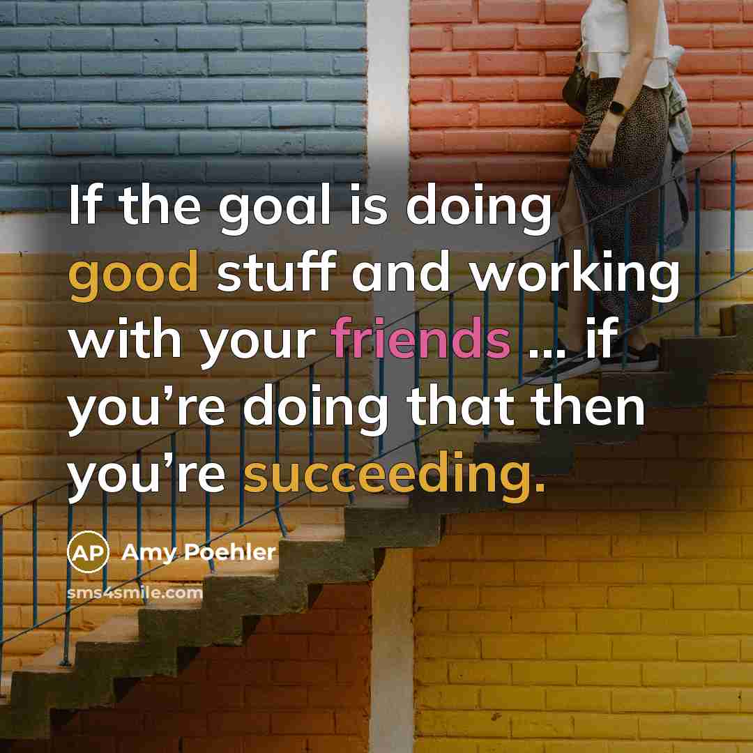 “If the goal is doing good stuff and working with your friends ... if you’re doing that then you’re succeeding.” quote by Amy Poehler