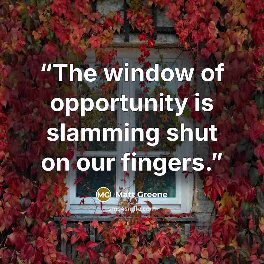 “The window of opportunity is slamming shut on our fingers.” quote by Matt Greene