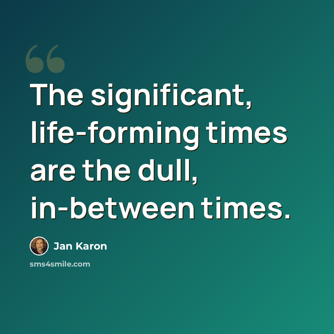 “The significant, life-forming times are the dull, in-between times.” quote by Jan Karon