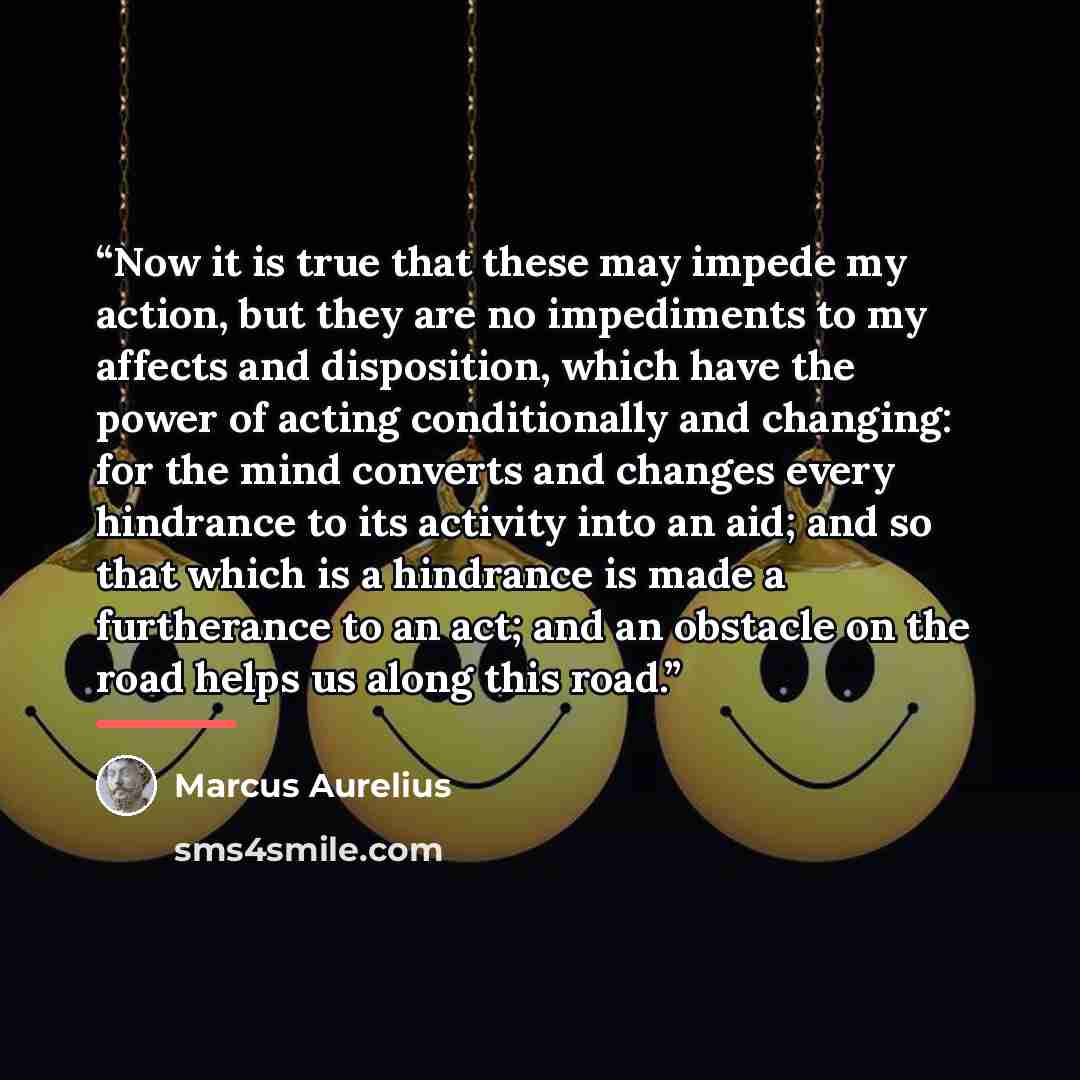 “Now it is true that these may impede my action, but they are no impediments to my affects and disposition, which have the power of acting conditionally and changing: for the mind converts and changes every hindrance to its activity into an aid; and so that which is a hindrance is made a…” quote by Marcus Aurelius
