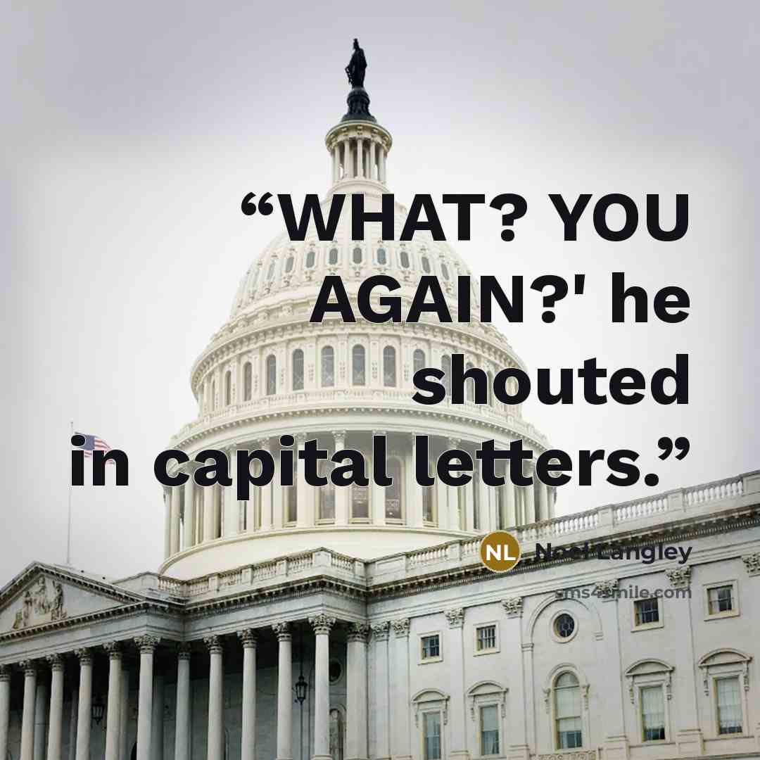 “WHAT? YOU AGAIN?' he shouted in capital letters.” quote by Noel Langley