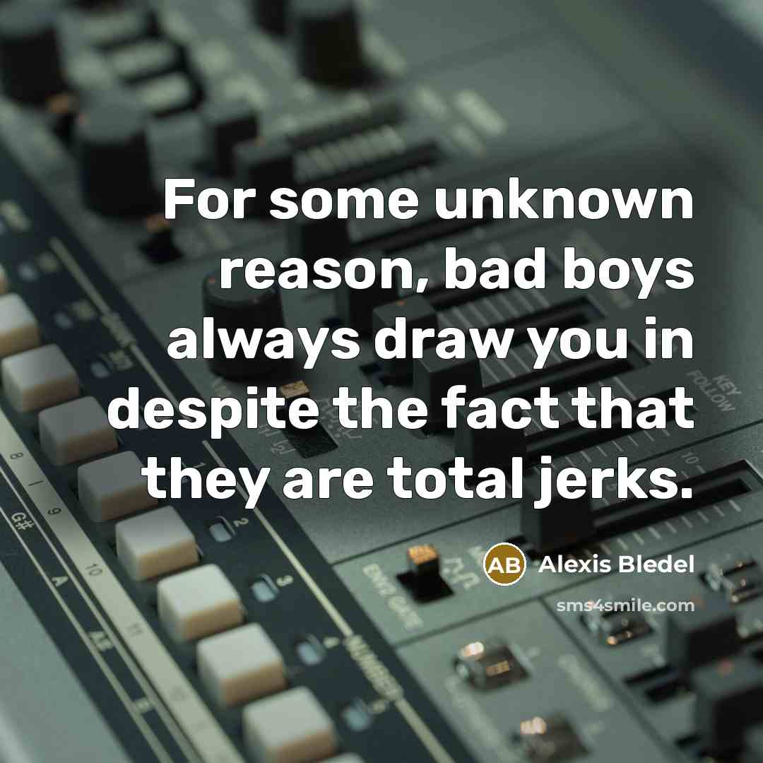 “For some unknown reason, bad boys always draw you in despite the fact that they are total jerks.” quote by Alexis Bledel