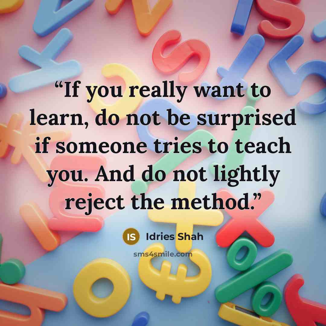 “If you really want to learn, do not be surprised if someone tries to teach you. And do not lightly reject the method.” quote by Idries Shah